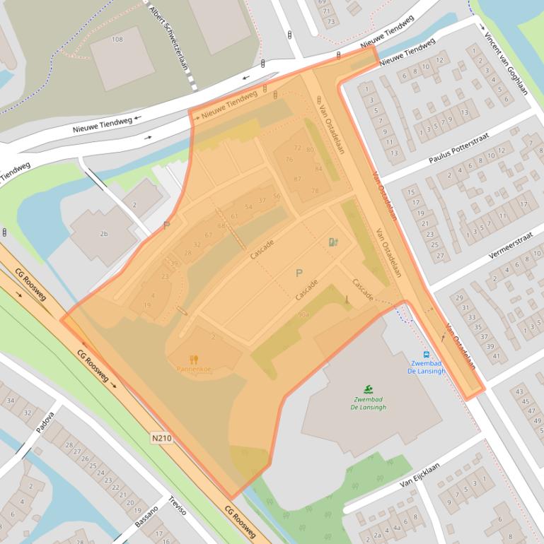 Kaart van postcodegebied 2923AT.