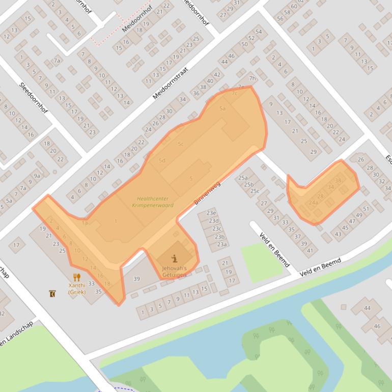 Kaart van postcodegebied 2923BA.