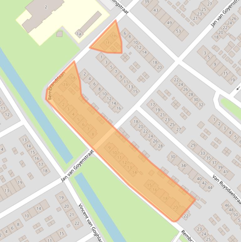 Kaart van postcodegebied 2923XK.