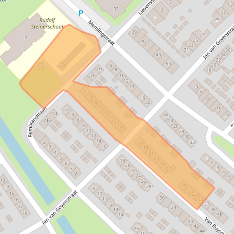 Kaart van postcodegebied 2923XM.