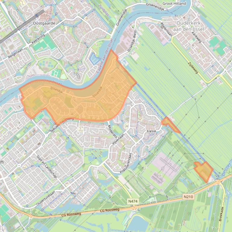 Kaart van postcodegebied 2924.