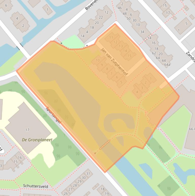 Kaart van postcodegebied 2924BB.