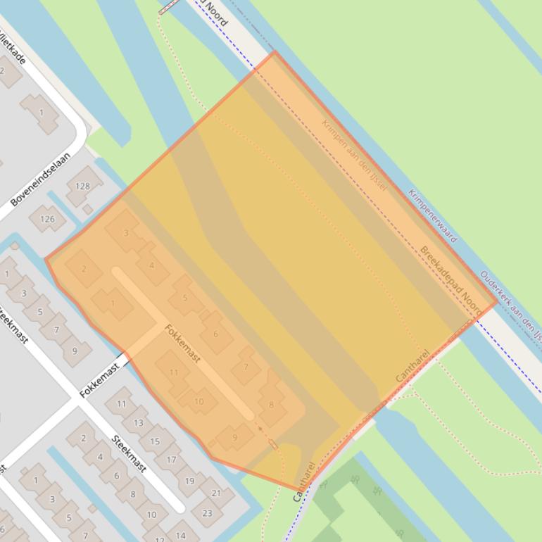 Kaart van postcodegebied 2924TB.