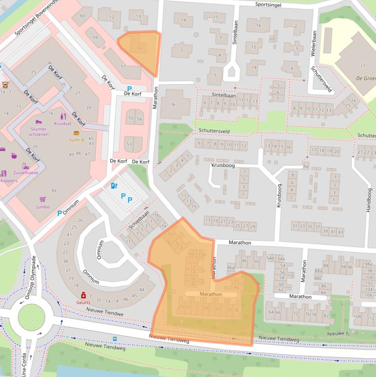 Kaart van postcodegebied 2924XD.