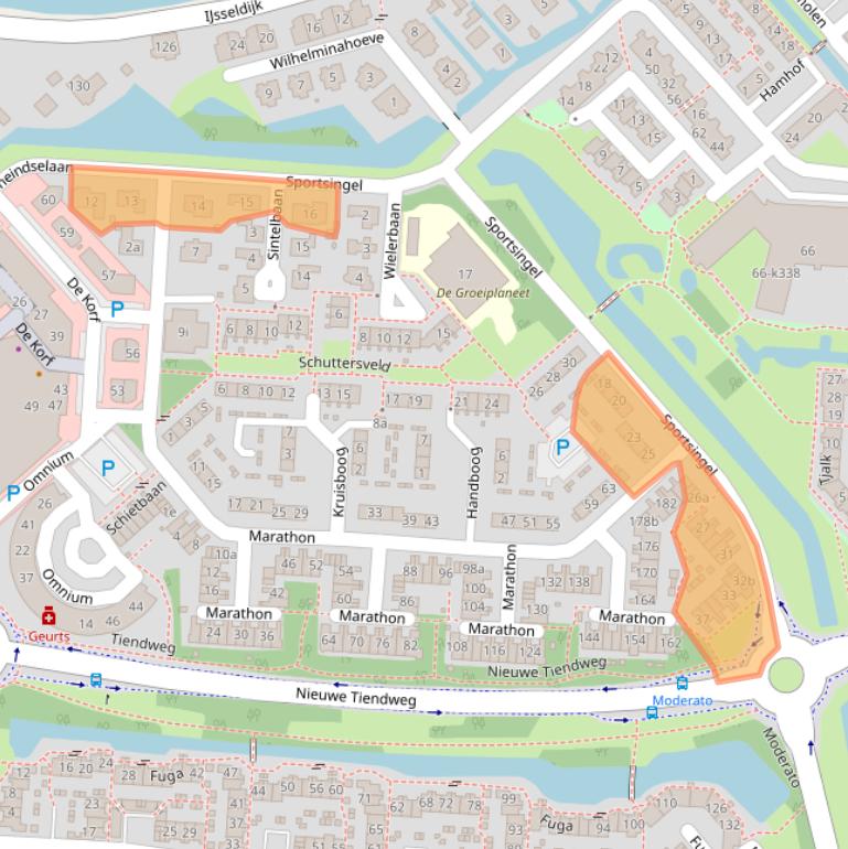 Kaart van postcodegebied 2924XN.