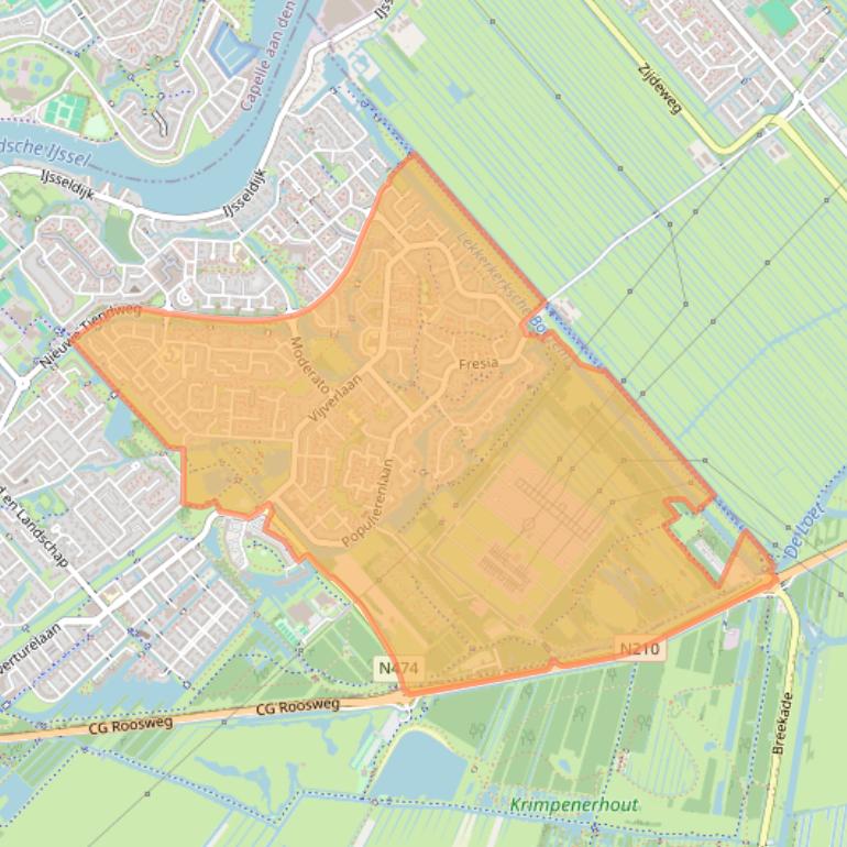 Kaart van postcodegebied 2925.