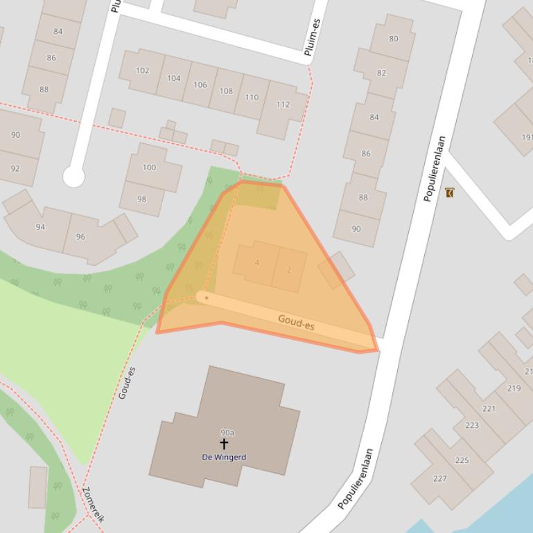 Kaart van postcodegebied 2925CD.