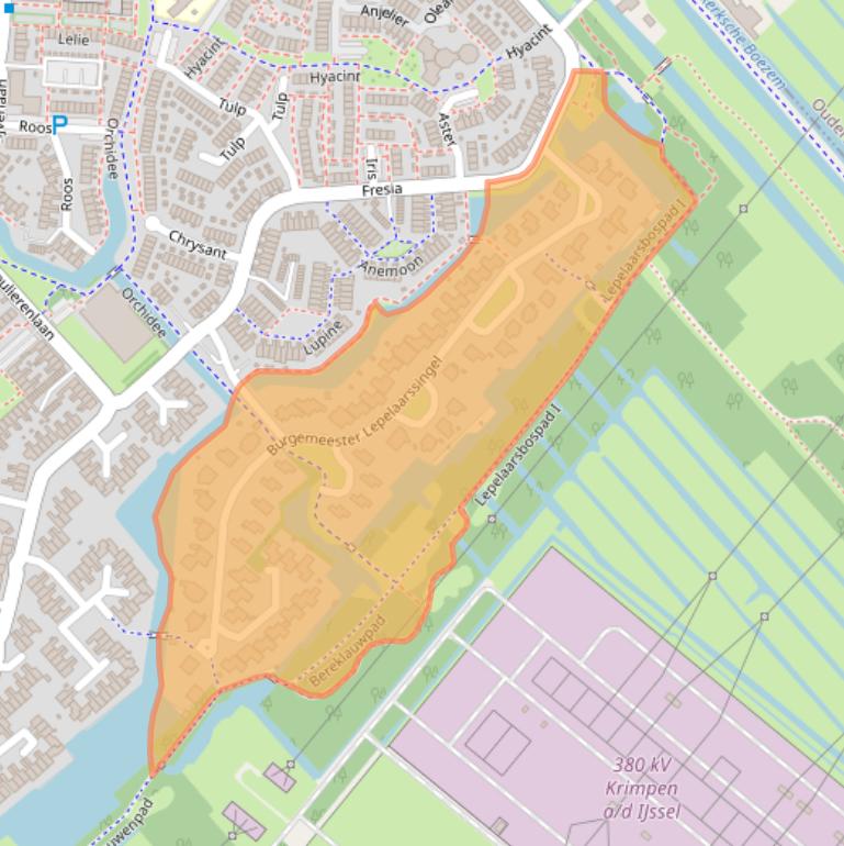 Kaart van postcodegebied 2925ES.