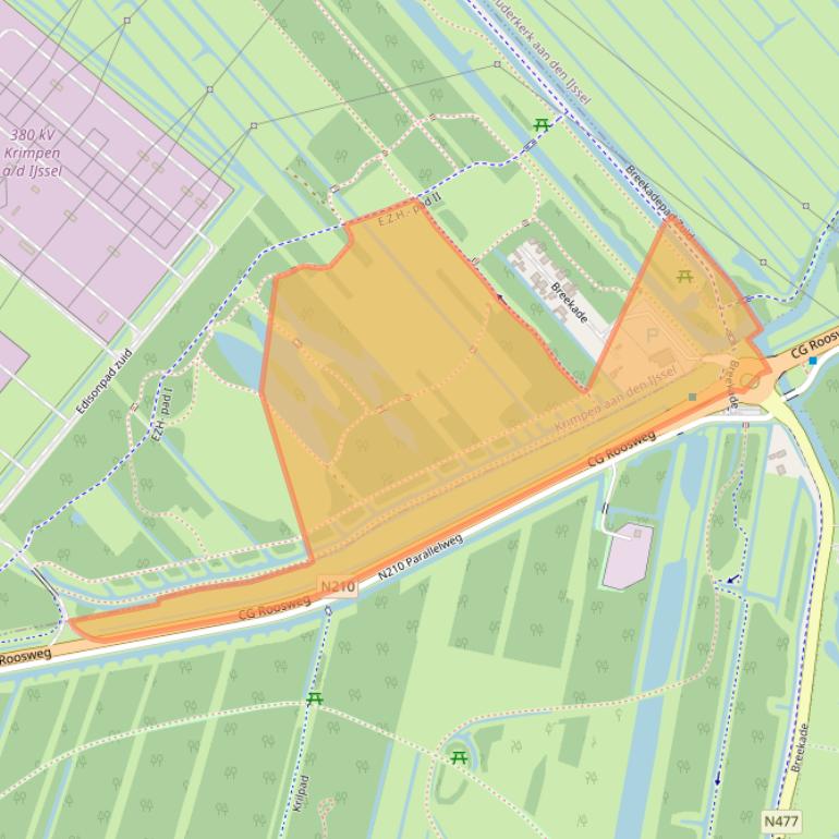 Kaart van postcodegebied 2925LC.