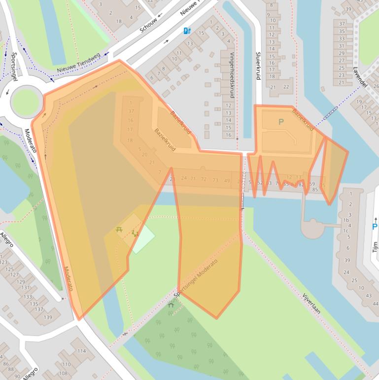 Kaart van postcodegebied 2925SL.