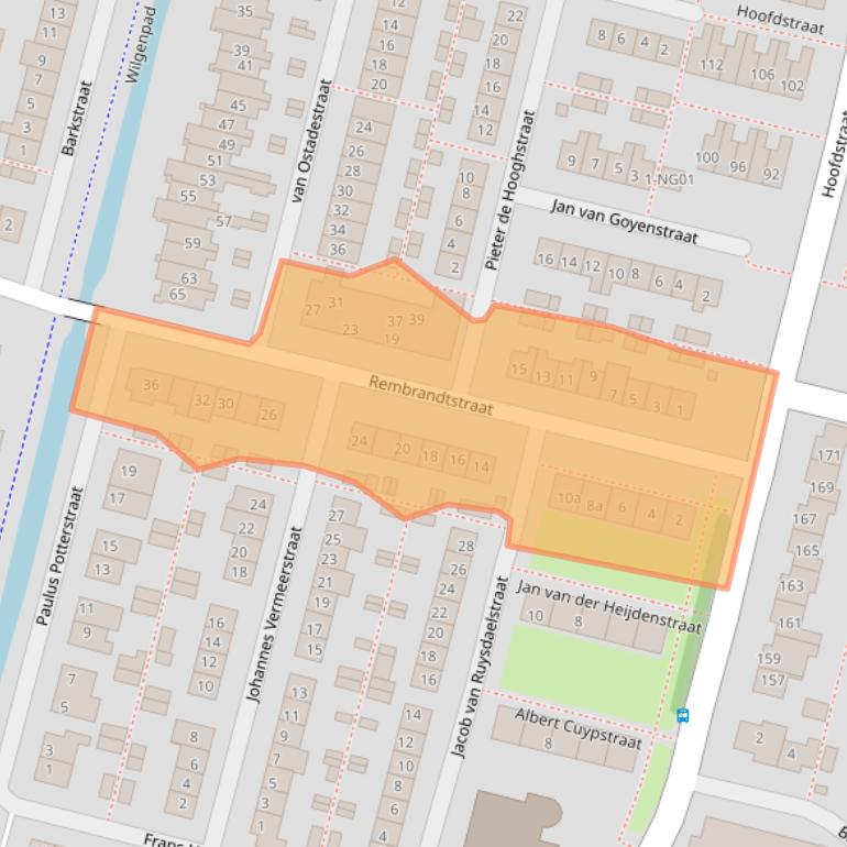 Kaart van postcodegebied 2931CZ.