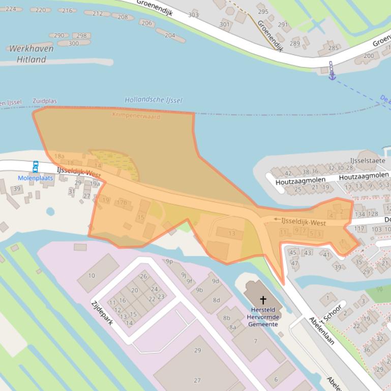 Kaart van postcodegebied 2935AN.