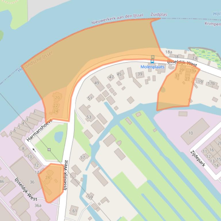 Kaart van postcodegebied 2935AP.