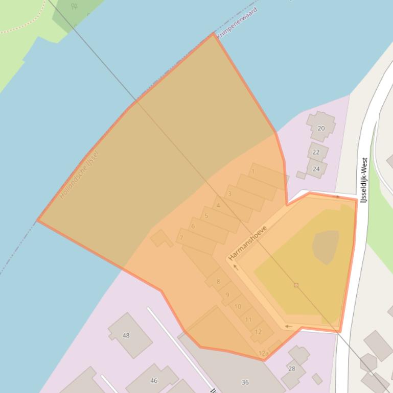 Kaart van postcodegebied 2935AT.