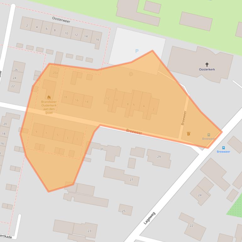 Kaart van postcodegebied 2935CA.