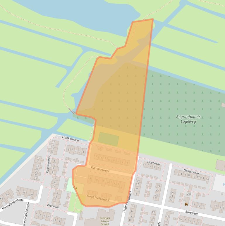 Kaart van postcodegebied 2935CL.