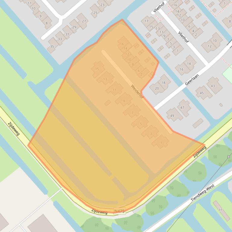 Kaart van postcodegebied 2935RD.