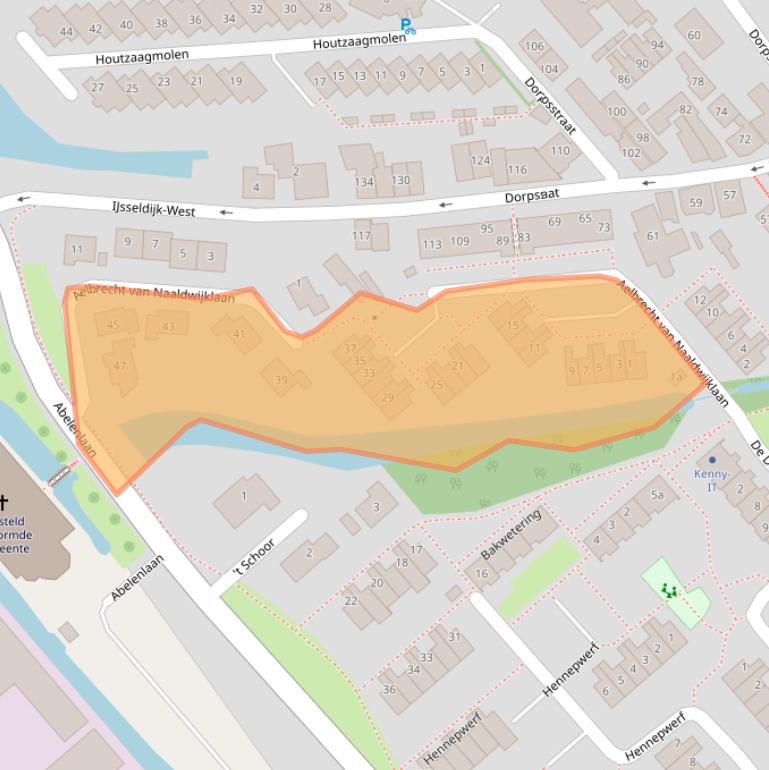 Kaart van postcodegebied 2935TC.