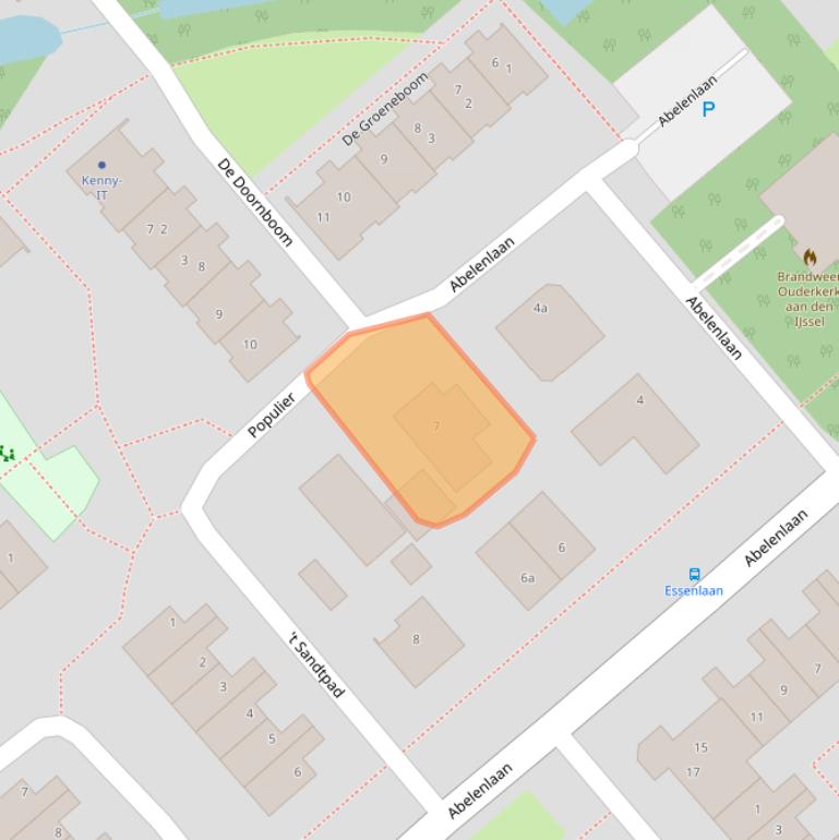 Kaart van postcodegebied 2935TE.