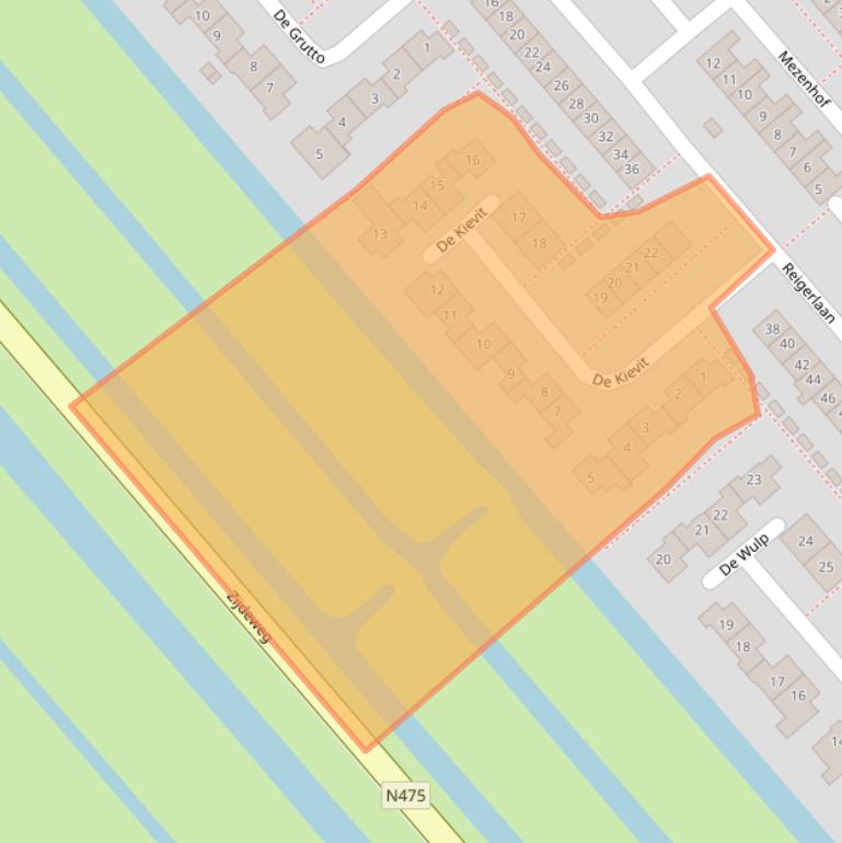 Kaart van postcodegebied 2935VB.