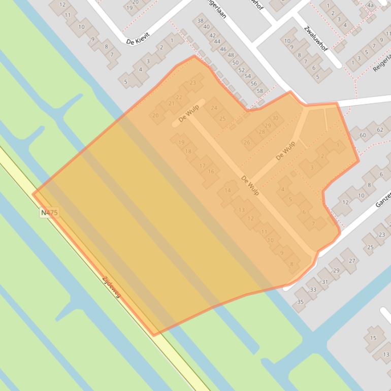 Kaart van postcodegebied 2935VC.