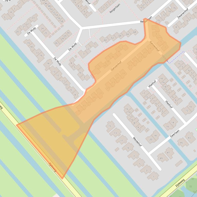 Kaart van postcodegebied 2935VD.