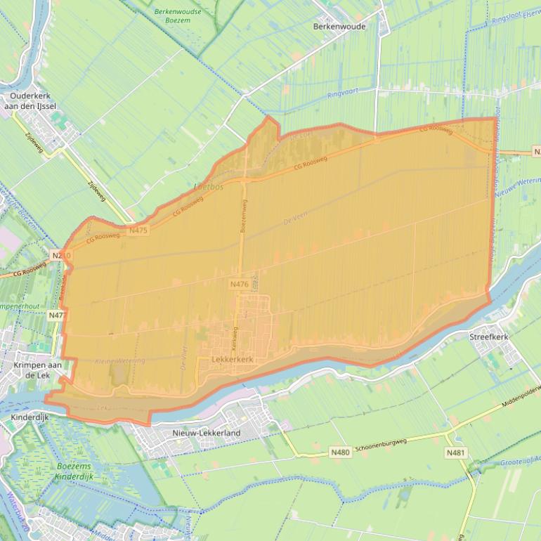 Kaart van postcodegebied 2941.
