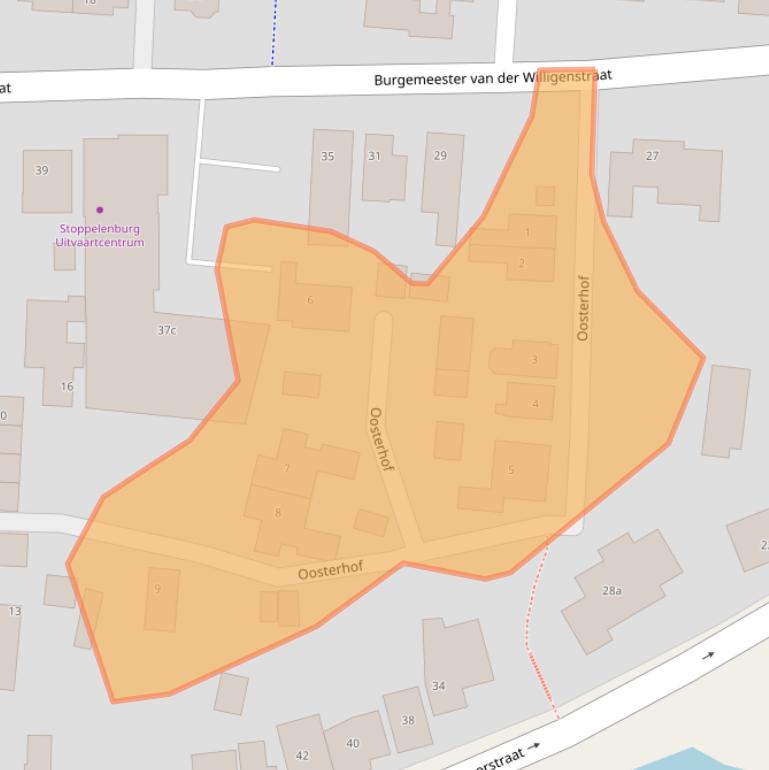 Kaart van postcodegebied 2941AJ.