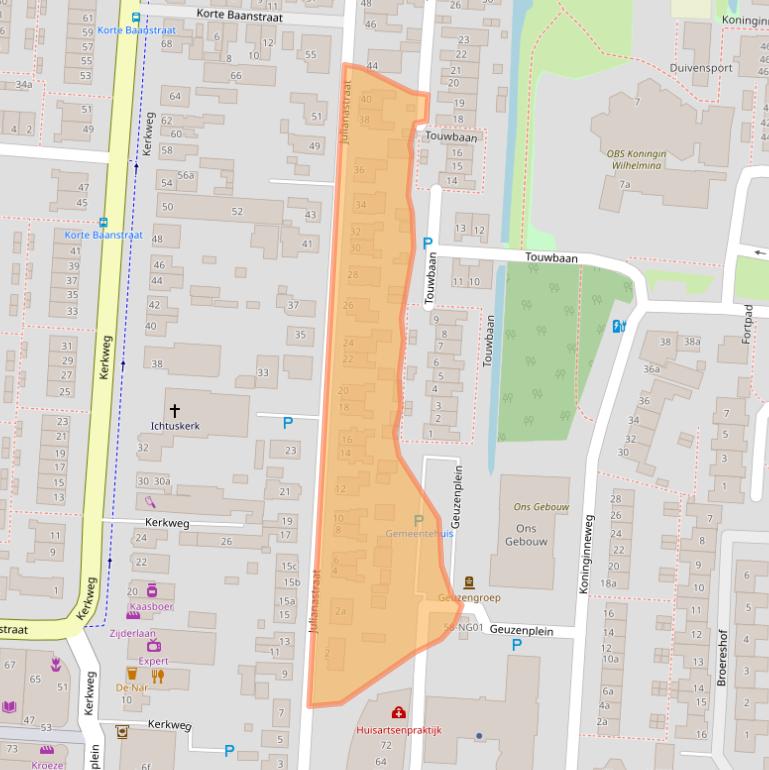 Kaart van postcodegebied 2941BC.