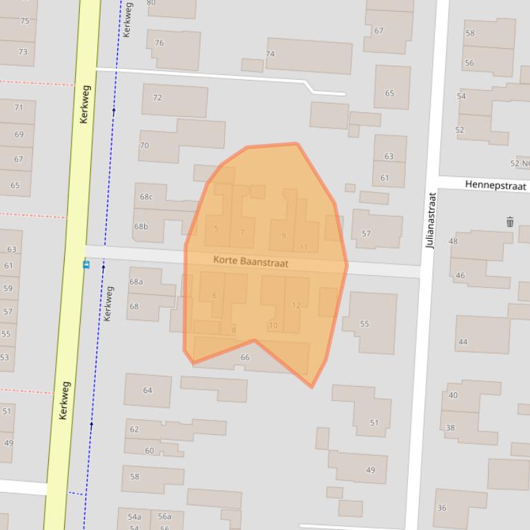 Kaart van postcodegebied 2941BE.