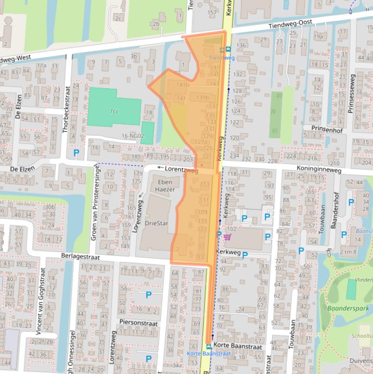 Kaart van postcodegebied 2941BJ.