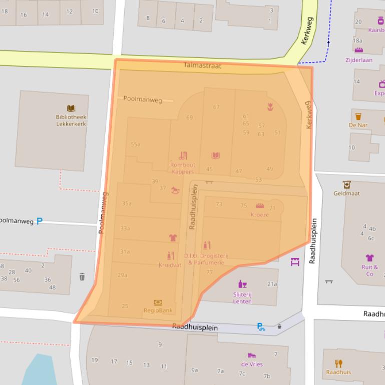 Kaart van postcodegebied 2941BS.