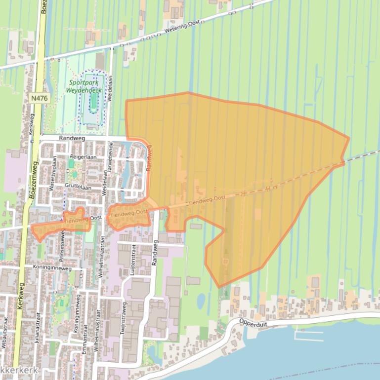 Kaart van postcodegebied 2941BV.