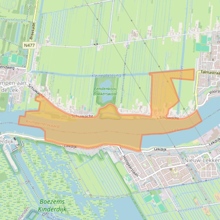 Kaart van postcodegebied 2941EH.