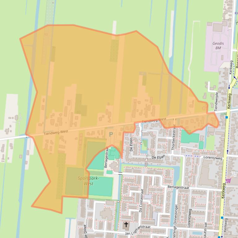 Kaart van postcodegebied 2941EP.