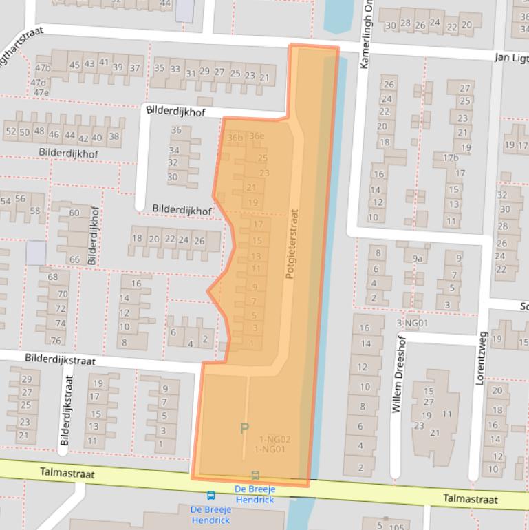 Kaart van postcodegebied 2941GR.