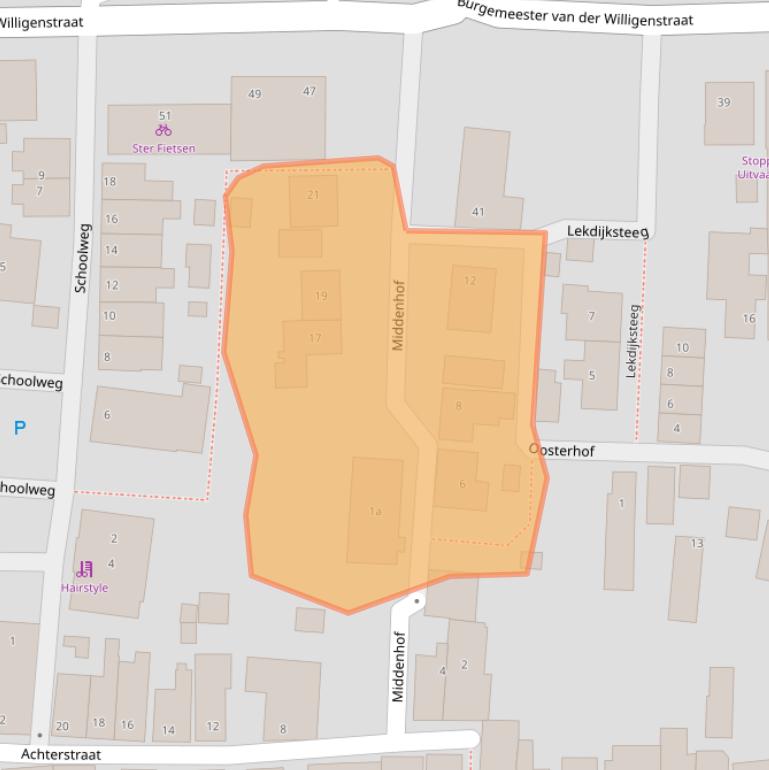 Kaart van postcodegebied 2941HA.