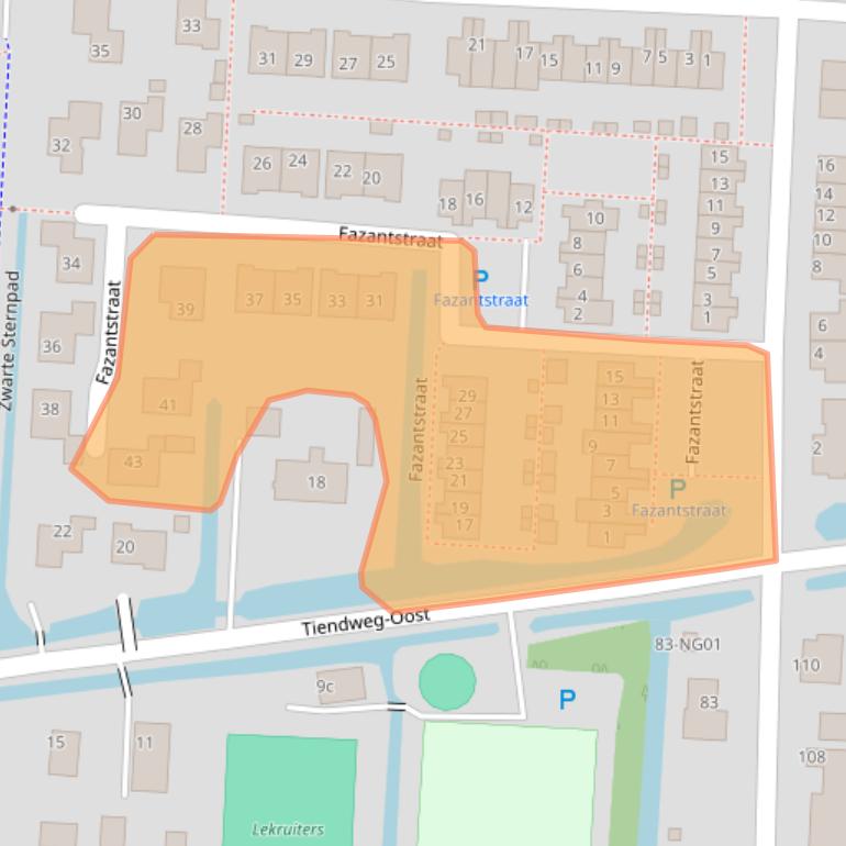 Kaart van postcodegebied 2941RA.