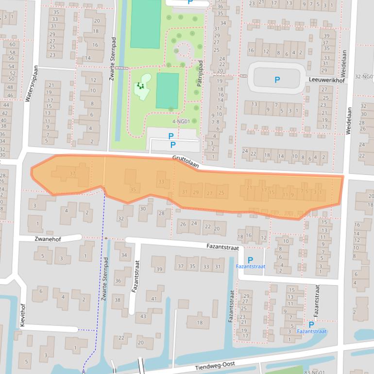 Kaart van postcodegebied 2941RC.