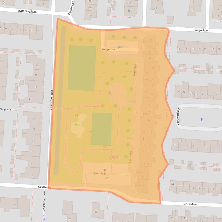 Kaart van postcodegebied 2941RG.