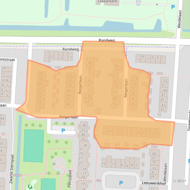 Kaart van postcodegebied 2941RH.