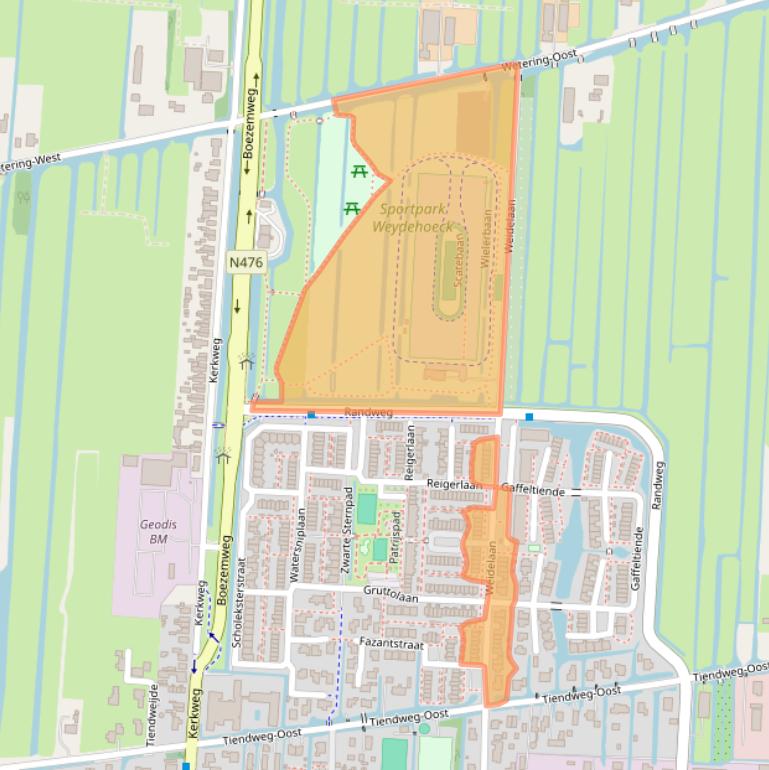 Kaart van postcodegebied 2941RJ.