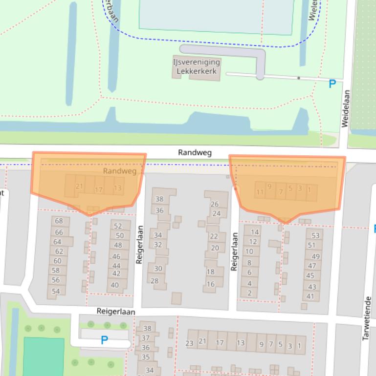 Kaart van postcodegebied 2941RK.