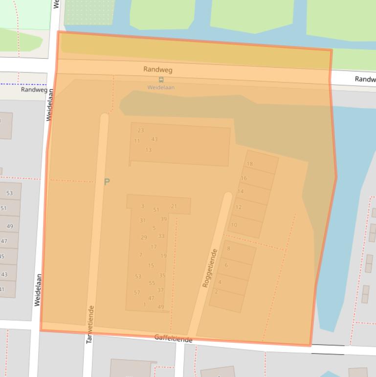 Kaart van postcodegebied 2941RN.