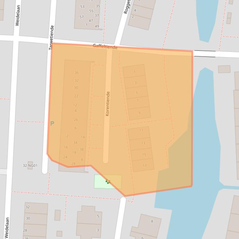 Kaart van postcodegebied 2941RP.