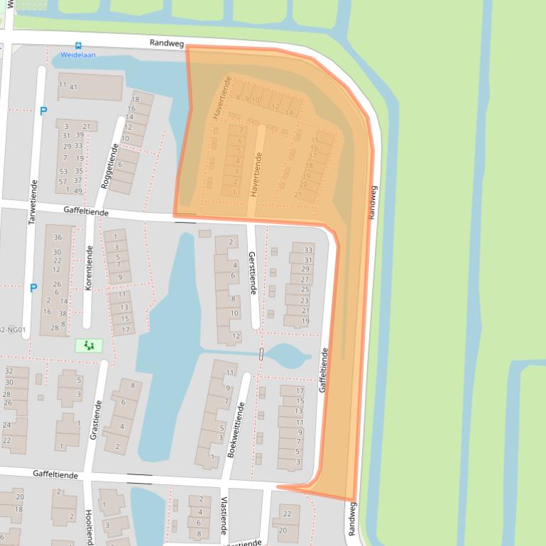 Kaart van postcodegebied 2941RV.