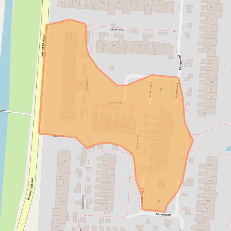 Kaart van postcodegebied 2941TE.