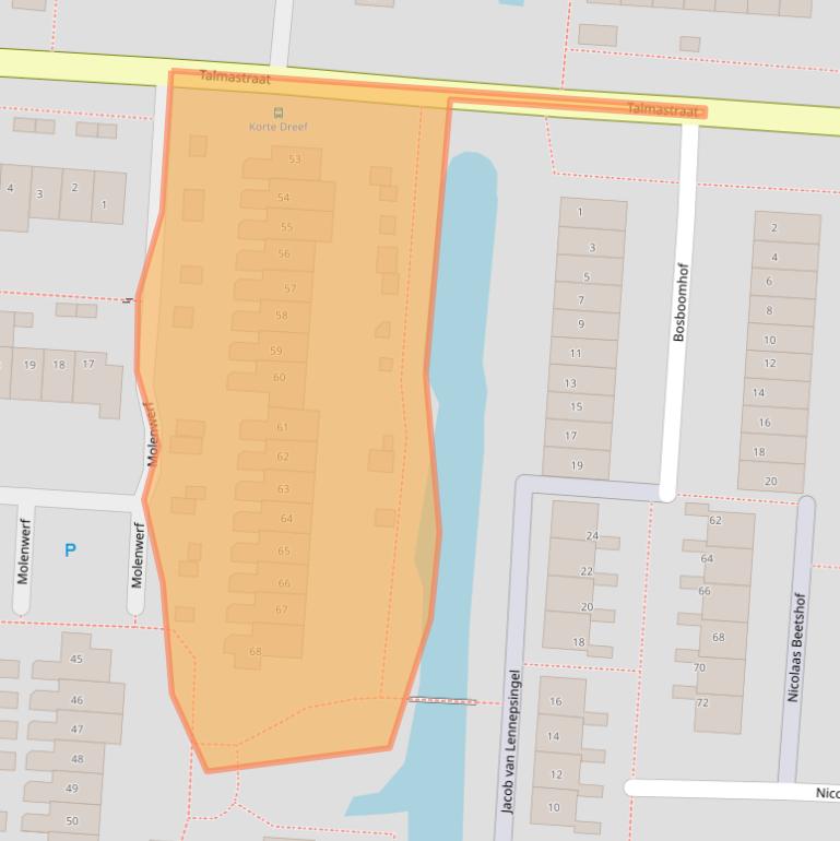 Kaart van postcodegebied 2941TG.