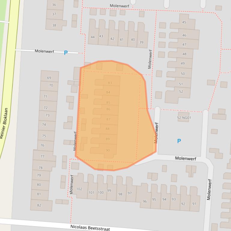 Kaart van postcodegebied 2941TJ.