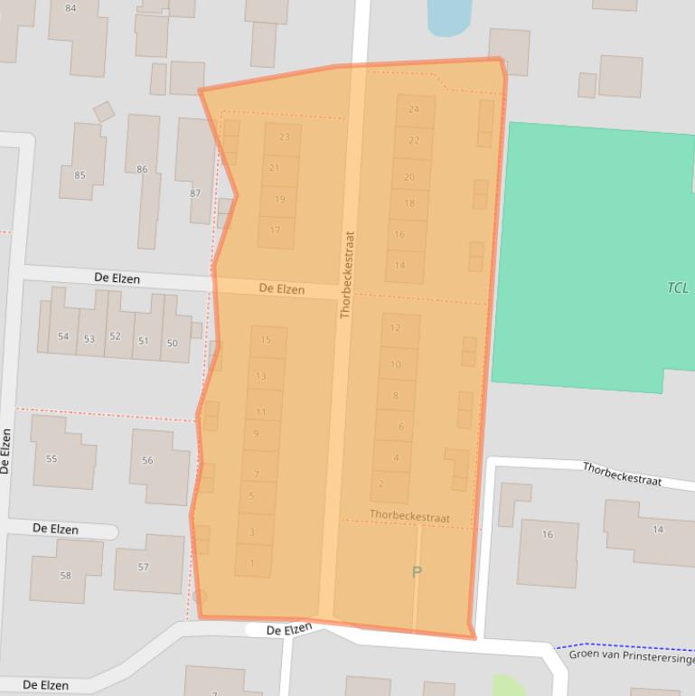 Kaart van postcodegebied 2941VJ.